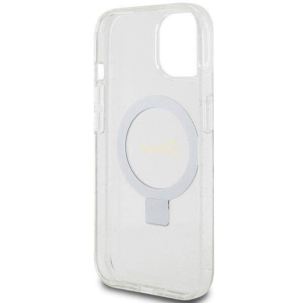 Original Case IPHONE 13 / 14 / 15 Guess Hardcase Ring Stand Script Glitter MagSafe (GUHMP15SHRSGSD) transparent