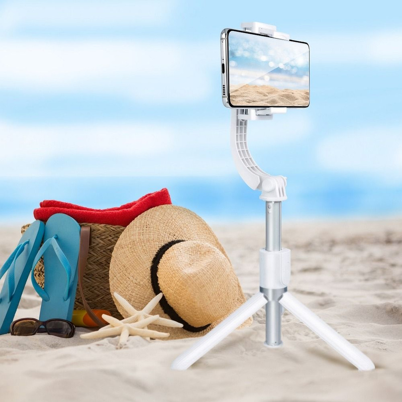 Zestaw / uchwyt selfie z pilotem na bluetooth tripod GIMBAL stabilizator biały SSTR-L08