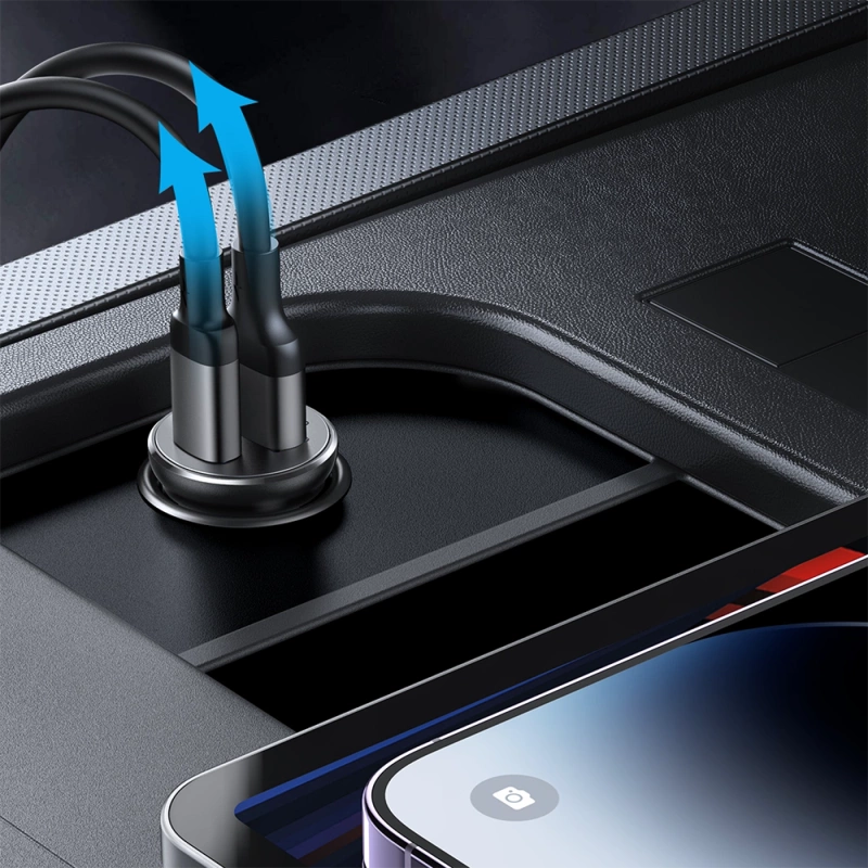 Joyroom JR-CCN06 30W 2x USB-C Mini-Autoladegerät Metall - Schwarz
