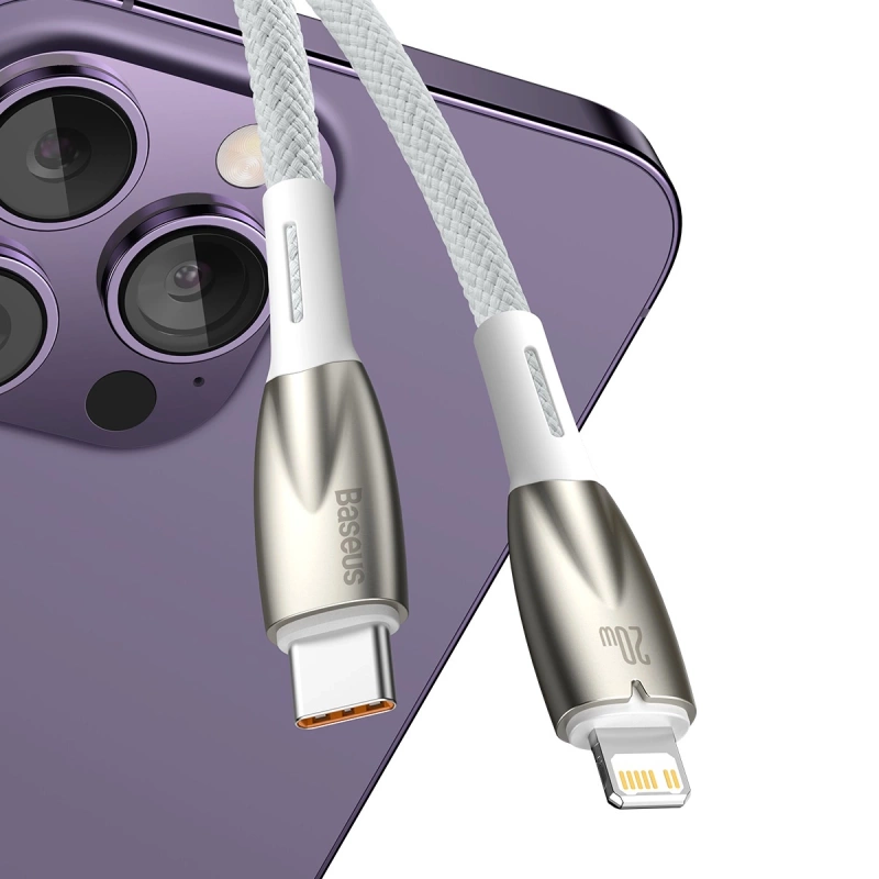 Kabel der Baseus Glimmer-Serie mit Schnellladefunktion USB-C - Lightning 480 Mb/s PD 20 W 1 m weiß