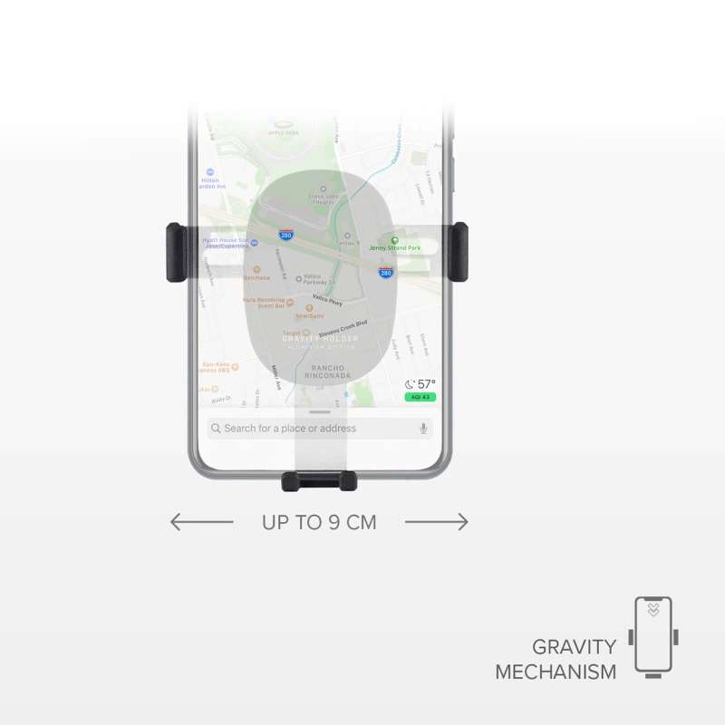 SBS TESUPPCLIPGRAVK Smartphone-Halterung für Lüftungsschlitze, Schwerkraft – Schwarz