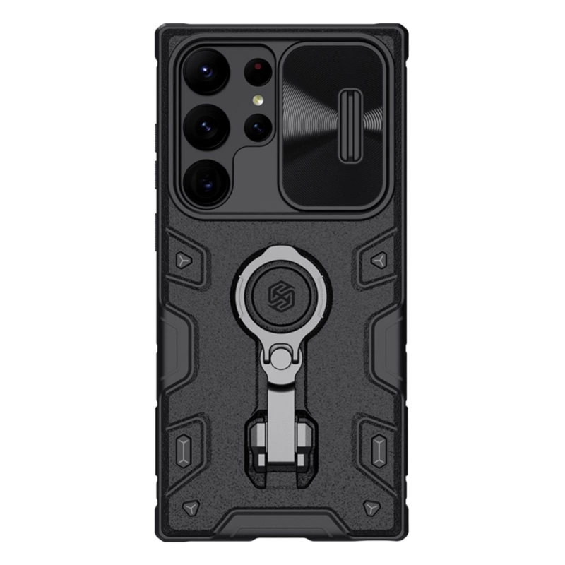 Nillkin CamShield Armor Pro Case Cover für Samsung Galaxy S23 Ultra Armor Cover mit Kameraschutz Ring Ständer schwarz