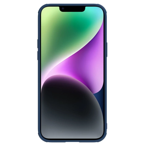 Nillkin CamShield Leather S Case iPhone 14 Plus Hülle mit Kameraabdeckung blau