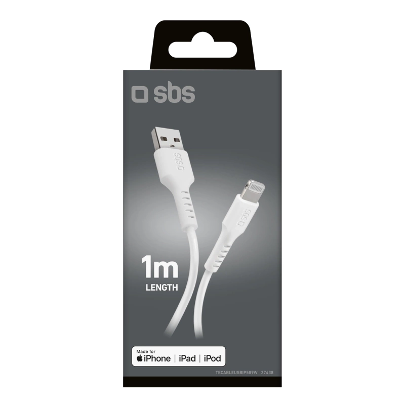 Kabel SBS TECABLEUSBIP589W USB-A - Lightning - biały