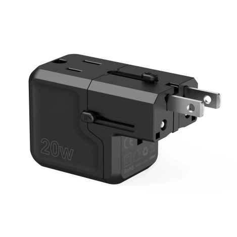 Choetech PD6038 USB-C USB-A PD 20W Reiseladegerät USA EU UK AU – Schwarz