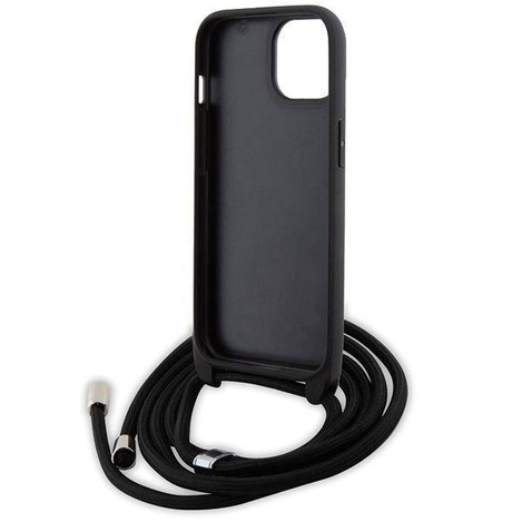 Etui Karl Lagerfeld Crossbody Saffiano Metal Pin Karl & Choupette na iPhone 15 - czarne