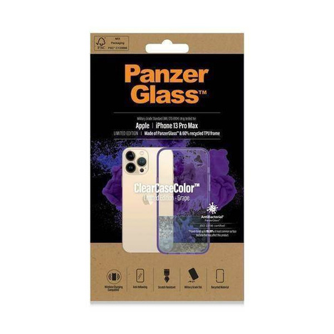 Schutzhülle IPHONE 13 PRO MAX PanzerGlass ClearCase Antibacterial Military (0342) Grade Grape