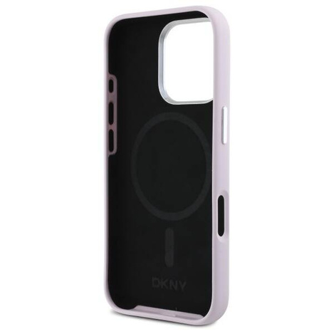 Original Handyhülle IPHONE 16 PRO MAX DKNY Hardcase Liquid Silicone Small Metal Logo MagSafe (DKHMP16XSMCHLP) rosa