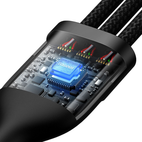 Baseus Flash Series Ⅱ One-for-three Fast Charging Data Cable USB to M+L+C 100W 1.2m Black