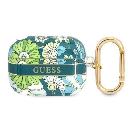 Etui APPLE AIRPODS PRO Guess AirPods Flower Strap Collection (GUAPHHFLN) zielone
