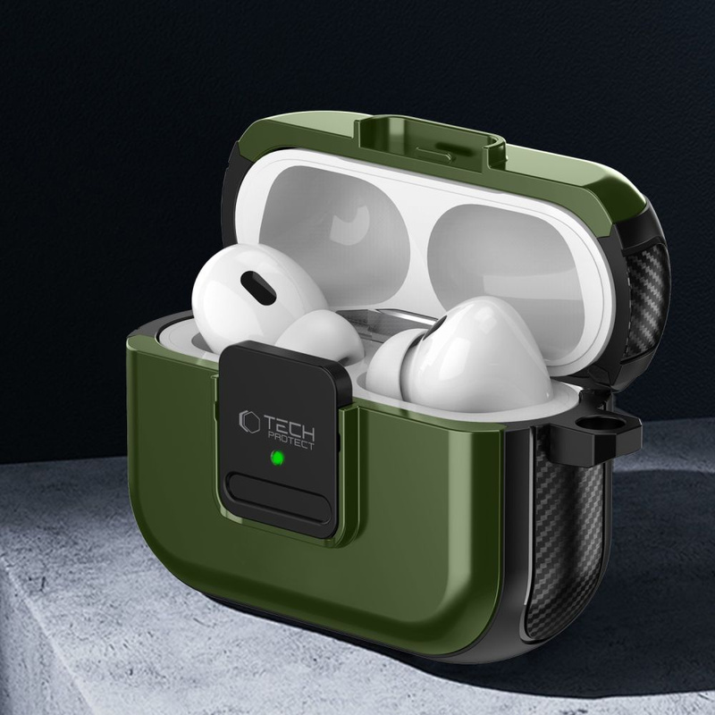 TECH-PROTECT DEFENDER HOOK MAGSAFE APPLE AIRPODS PRO 1 / 2 OLIVE GREEN
