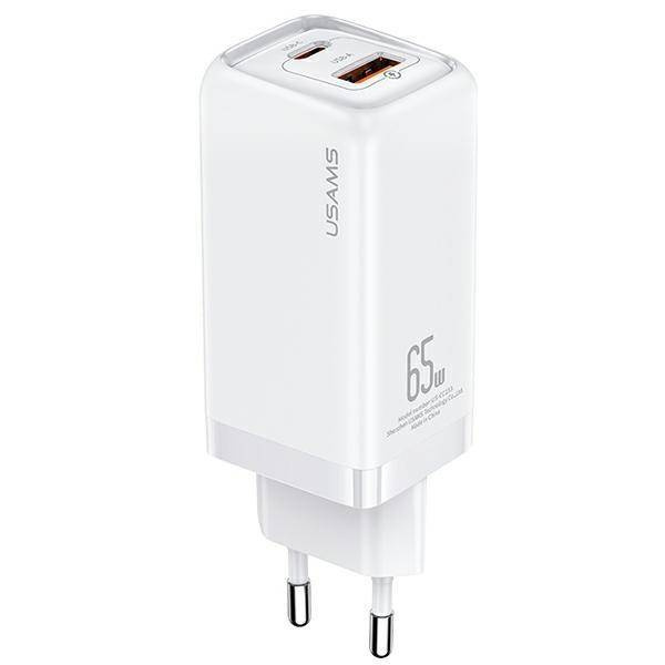 USAMS Ład. siec. 1xUSB-C+1xUSB T47 65W PD Fast Charging Super Si biały/white CC153TC02 (US-CC153)