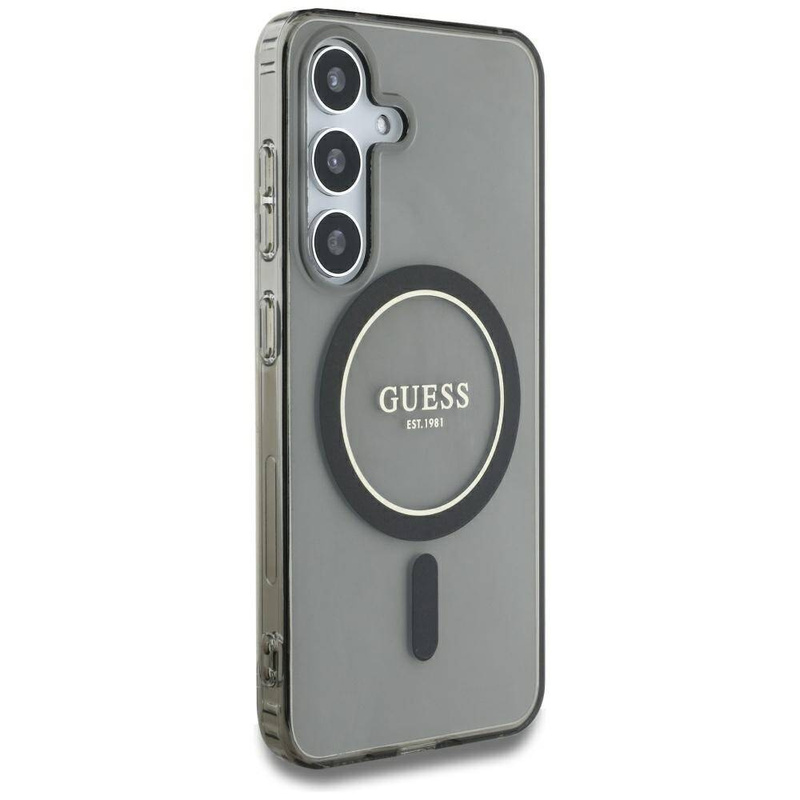 Etui Guess Glitter Circle Classic Logo MagSafe do Samsung Galaxy S25 czarny