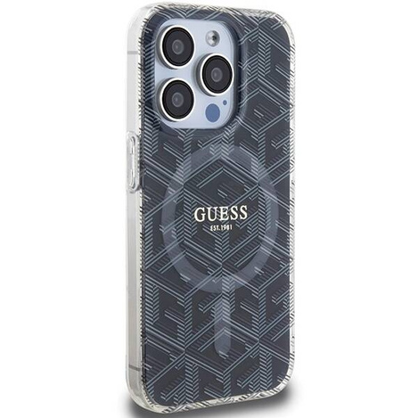 Original Handyhülle APPLE IPHONE 15 PRO MAX Guess hardcase IML GCube MagSafe (GUHMP15XHGCUSTGK) schwarz