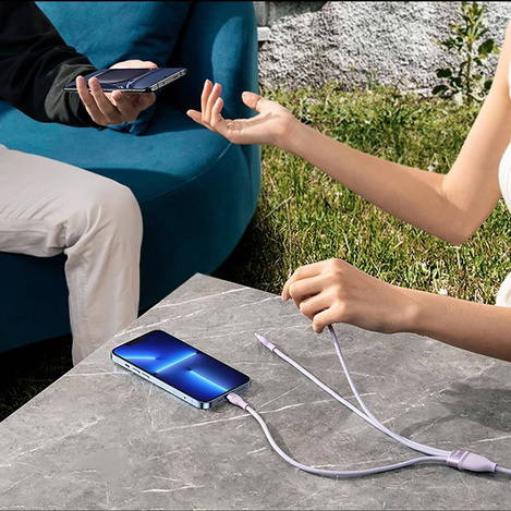 Baseus Flash Series II USB Typ C / USB Typ A Kabel - USB Typ C / Lightning / Micro USB 100 W 1,5 m lila (CASS030205)