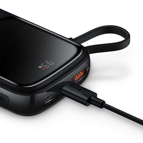 Powerbank 10000 mAh 20 W Baseus Qpow Pro Overseas Edition + USB C 3A Kabel – Schwarz