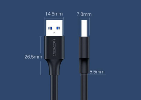 Ugreen kabel przewód USB 2.0 (męski) - USB 2.0 (męski) 1 m czarny (US128 10309)