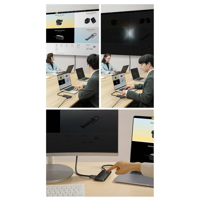 Baseus Lite Series multifunktionaler HUB USB Typ C - 2 x USB 3.0 / USB Typ C PD / HDMI 1,4 / SD / TF schwarz (WKQX050101)