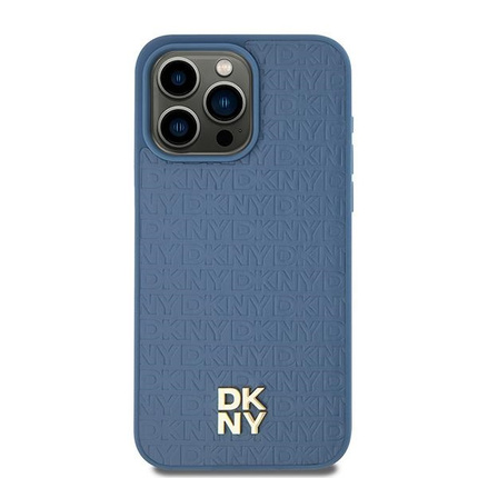 DKNY DKHMP15SPSHRPSB iPhone 15 / 14 / 13 6.1" niebieski/blue hardcase Leather Pattern Metal Logo MagSafe
