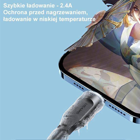 USAMS Kabel lightning Fast Charging 2,4A Lithe Series 1,2m czarny/black SJ565USB01(US-SJ565)