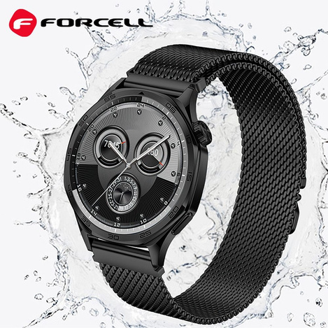 Pasek do Samsung Galaxy Watch Forcell F-Design FS10 stal 22 mm czarny