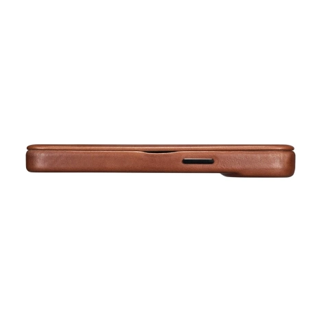 iCarer CE Oil Wax Premium Leather Folio Case iPhone 14 Plus magnetische Klapphülle MagSafe braun (AKI14220707-BN)