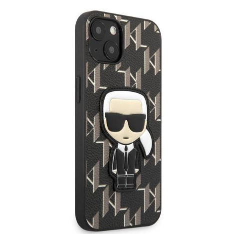 Original Handyhülle IPHONE 13 MINI Karl Lagerfeld Hardcase Monogram Ikonik Patch schwarz