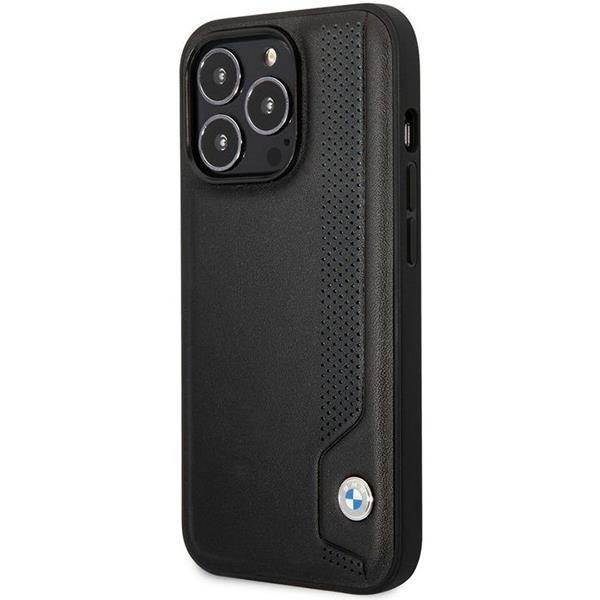 Original Case IPHONE 14 PRO MAX BMW Hardcase Leather Blue Dots (BMHCP14X22RBDK) black