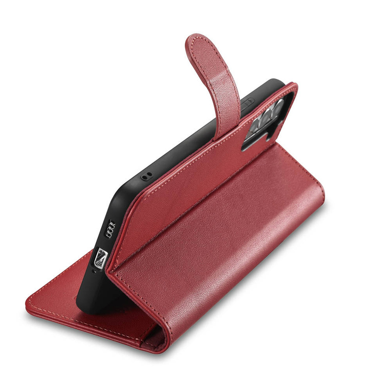 iCarer Haitang Leather Wallet Case for Samsung Galaxy S22+ (S22 Plus) genuine leather cover red (AKSM05RD)