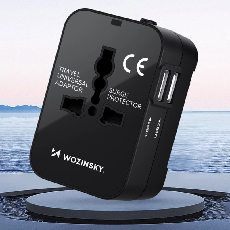 Wozinsky WUTWC travel adapter universal 24W EU / US / AUS / UK / 2x USB-A - black