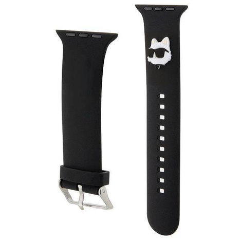 Armband für APPLE WATCH 4 / 5 / 6 / 7 / 8 / SE (38 / 40 / 41 MM) Karl Lagerfeld Strap 3D Rubber Choupette Head (KLAWMSLCNK) schwarz