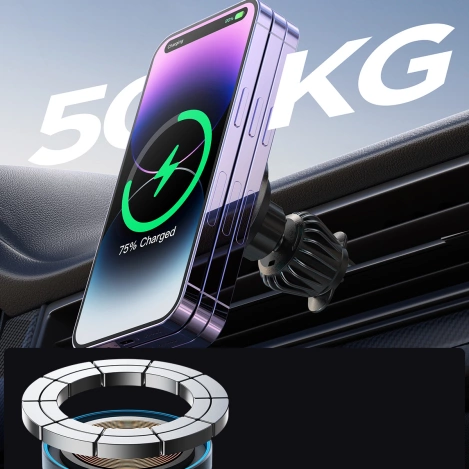 Joyroom magnetic car holder 15W wireless charger for air vent black (JR-ZS240)