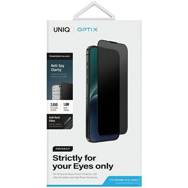 UNIQ Optix Privacy iPhone 15 6.1" prywatyzujące szkło hartowane z aplikatorem