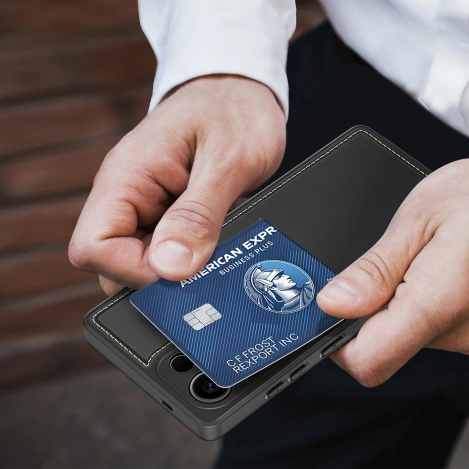 Dux Ducis Rafi II Case for Samsung Galaxy S25 Ultra with Stand and Wallet - Black