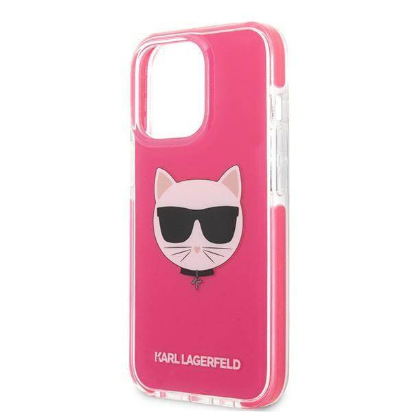 Original Case IPHONE 13 PRO MAX Karl Lagerfeld Hardcase Choupette Head (KLHCP13XTPECPI) pink
