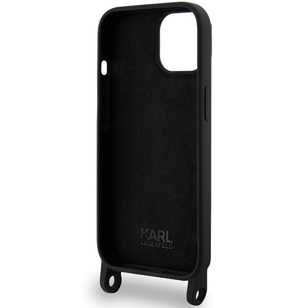 Karl Lagerfeld KLHCP15SSCBSKNK iPhone 15 6,1" Hardcase schwarz/schwarz Crossbody Silikon Ikonik