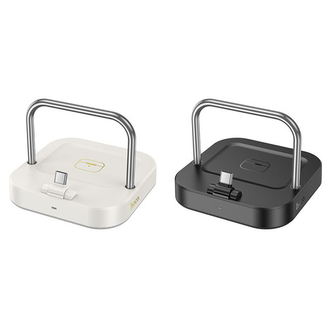 HOCO ładowarka biurkowa 2w1 Typ C + ładowanie bezprzewodowe 5W PD QC 3A 30W CQ16B czarna