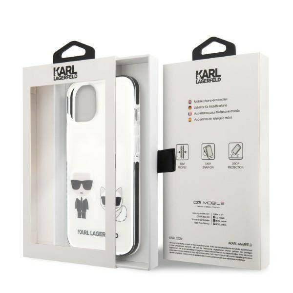 Original Handyhülle IPHONE 13 MINI Karl Lagerfeld Hardcase Karl&Choupette weiß
