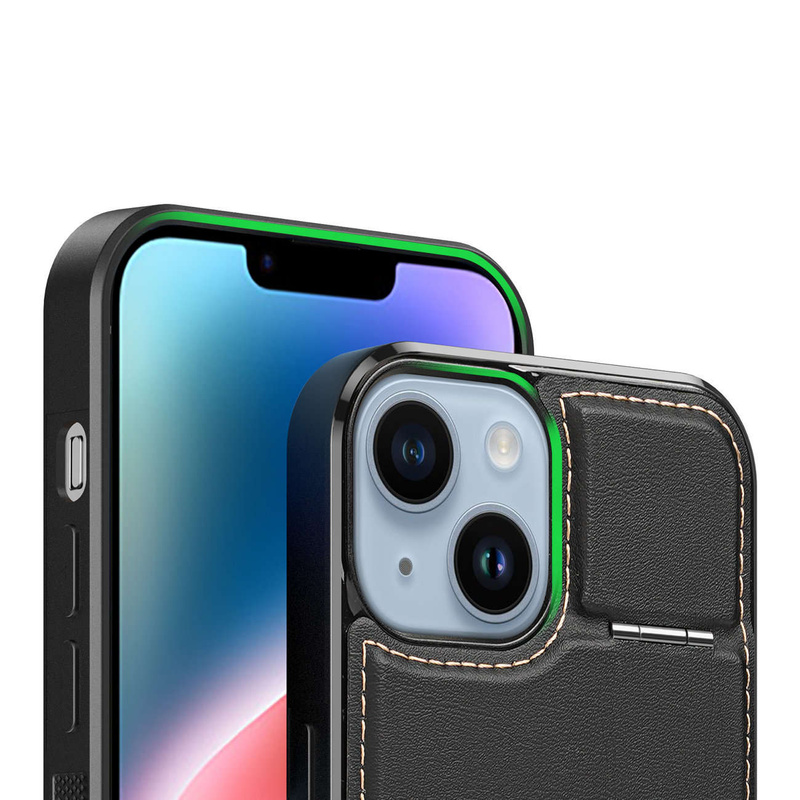 3-in-1-Hülle für iPhone 14 Plus mit MagSafe Wallet RFID-blockierender Ständer Dux Ducis Rafi Mag – Schwarz