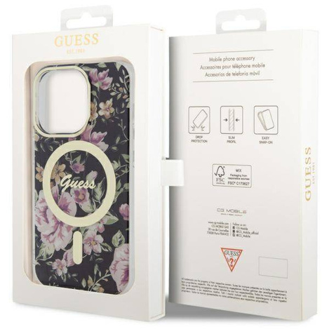 Guess GUHMP14LHCFWSK iPhone 14 Pro 6.1" schwarz/schwarz Hardcase Flower MagSafe