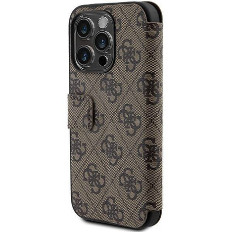Oryginalne Etui APPLE IPHONE 15 PRO Guess Book 4G Metal Gold Logo (GUBKP15L4GMGBR) brązowe