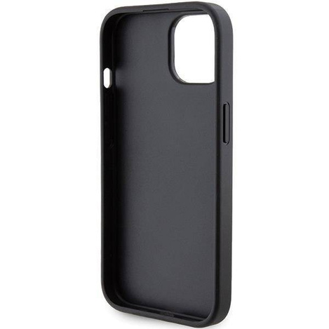 Karl Lagerfeld Gripstand Saffiano Karl&amp;Choupette Pins Hülle für iPhone 15 Plus / 14 Plus – Schwarz