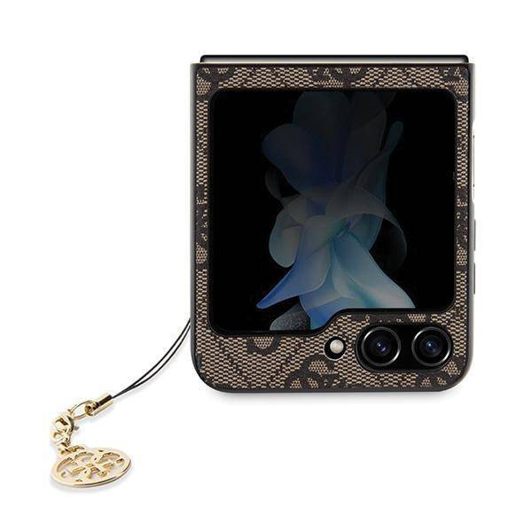 Original Handyhülle SAMSUNG GALAXY Z FLIP 5 Guess Hardcase 4G Charms Collection (GUHCZF5GF4GBR) braun