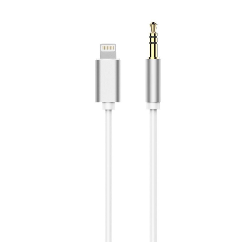 Adapter HF/audio do iPhone Lightning 8-pin do Jack 3,5mm biały kabel (męski)