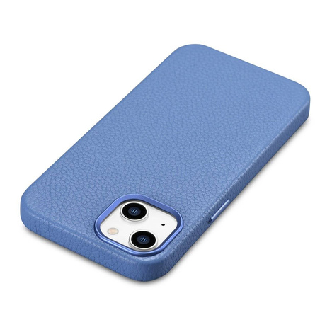 iCarer Litchi Premium Leather Case iPhone 14 Magnetic Leather Case with MagSafe light blue (WMI14220709-LB)