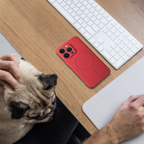 Futerał SILICONE MAG COVER kompatybilny z MagSafe do IPHONE 16 czerwony