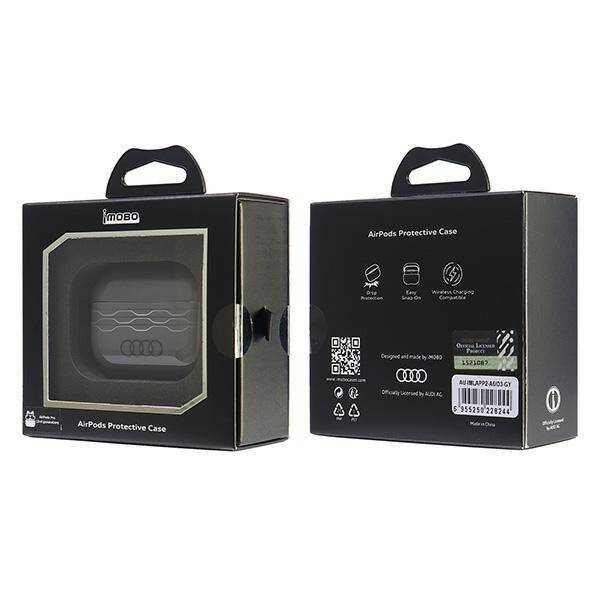 Original Handyhülle APPLE AIRPODS PRO 2 Audi IML Geometric Pattern Cover (AU-IMLAPP2-A6/D3-GY) grau