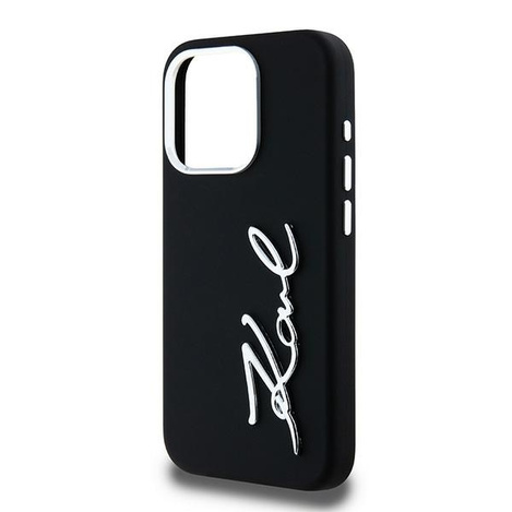 Oryginalne Etui KARL LAGERFELD hardcase Silicone Metal Script Logo KLHCP15LSCMSMVK do Iphone 15 Pro Czarny