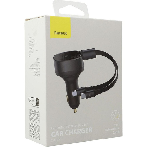 Autoladegerät 2in1 33W 2x USB C (männlich) Baseus Enjoyment - Schwarz