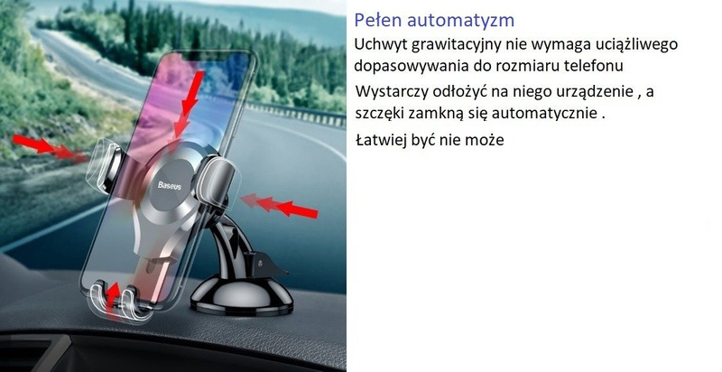 Baseus Osculum - Grawitacyjny uchwyt samochodowy na deskę rozdzielczą (srebrny)